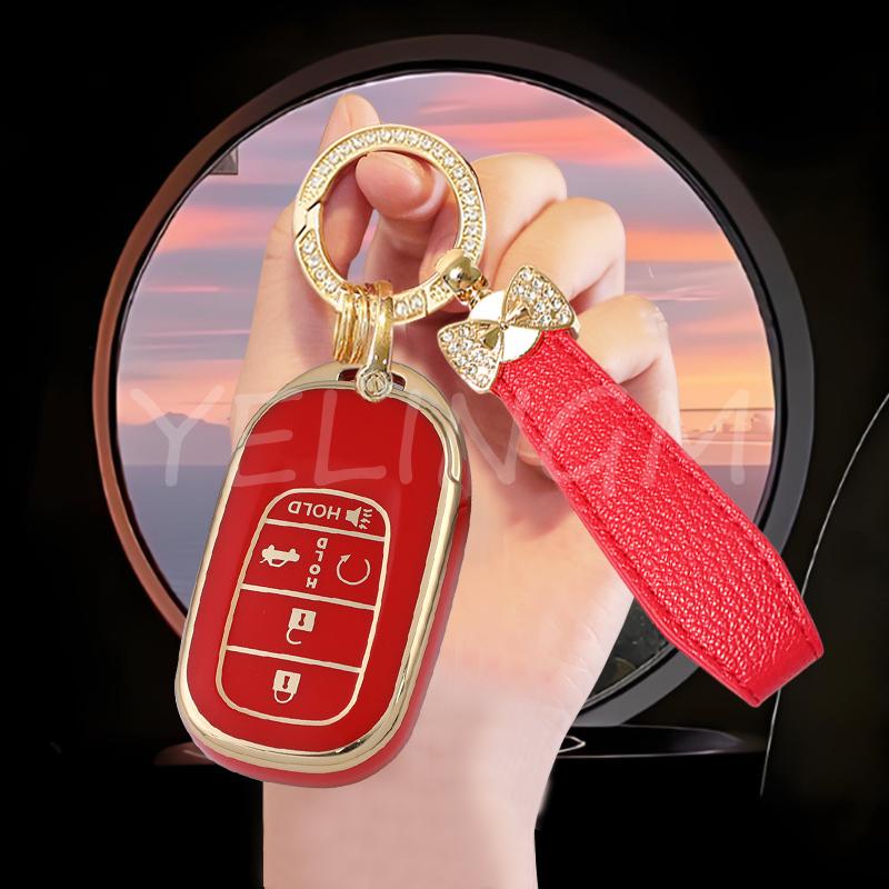 5 Buttons Auto Soft Tpu Car Key Case Cover For Honda Civic Accord Hr-V Cr-V Crv   Shell Fob Holder Car Accessories