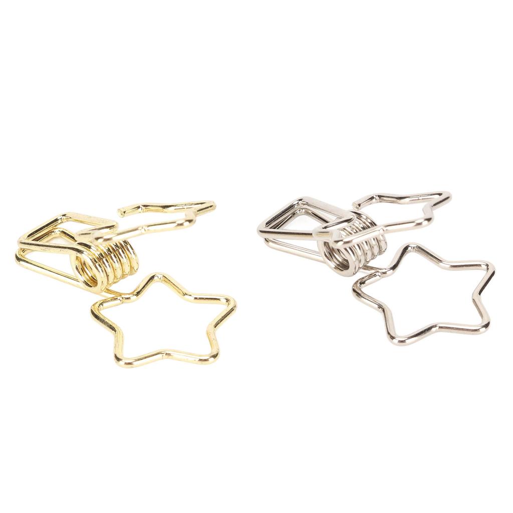 100 Pcs Cute  Clips Cartoon Star Shape Golden Silver Paper Clamps for Home School Office File 