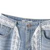 Women's High-Waist Lace Waistband Wide-Leg Jeans