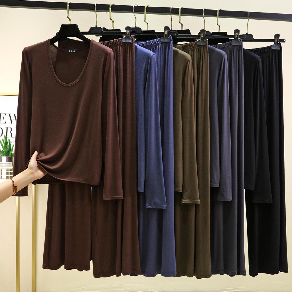 Modal Damen Frühlings-Pyjama-Set - Übergröße, Lockere Passform, Langarm, Zweiteilig