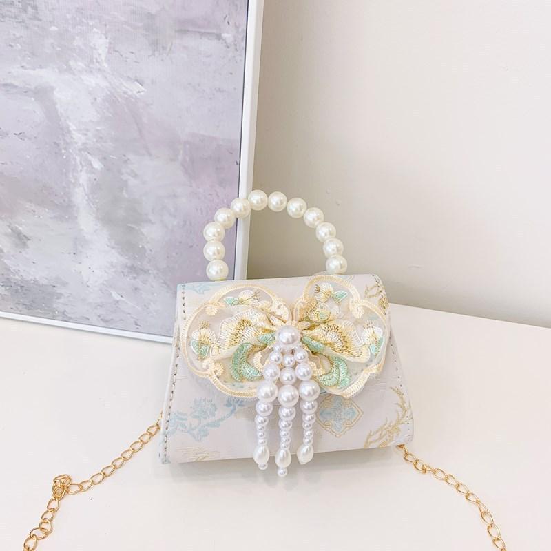 Childrens Pearl Handheld Shoulder Bag With Tassel Chain For Girls Daily Use