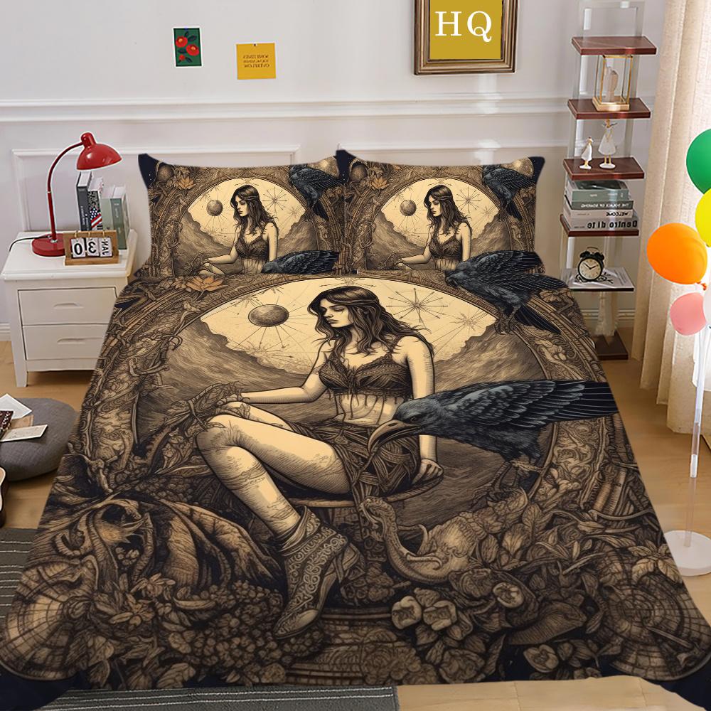 3D Beauty Skull Druck Bettwäsche Twin Size Polyester Tagesdecken Teen Design Mode Heimtextilien