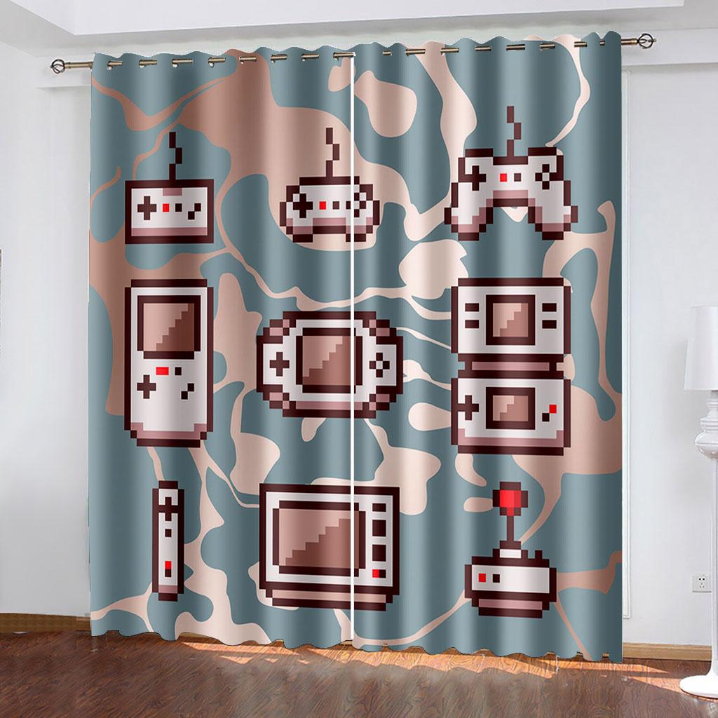 

Геймпад Затемняющие шторы Затемняющая штора Подростковая Спальня Мальчиков Контроллер Видеоигр Оконная штора Драпировки для гостиной W132cm x H160cm&Grommet