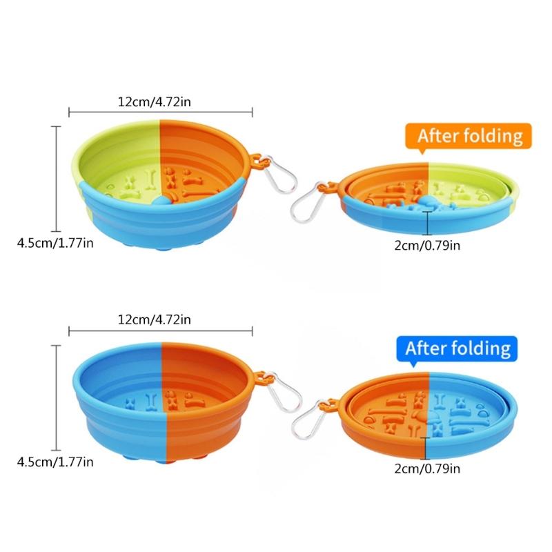 Dog Slow Feeding Bowl Set Silicone Pet Food Bowl Dog Outdoor Travel Water Bowl Foldable Food Feeder Bowl Dog Dish 2pcs