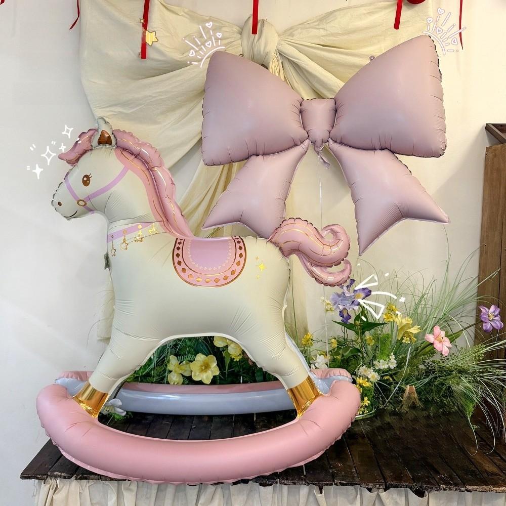 Schaukelpferd Schaukelpferd Ballon Koreanischer Stil Folienpferd Ballon 3D Pferd Ballon Baby Geburtstag