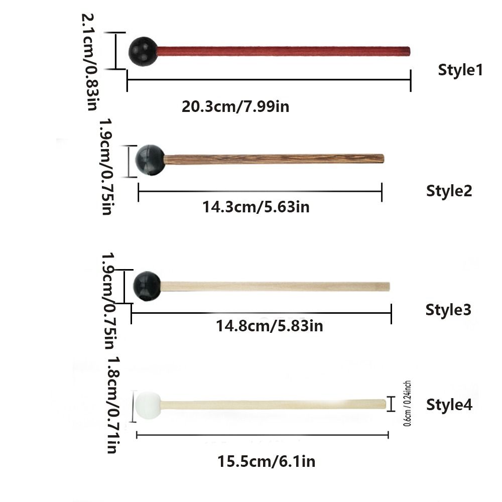 2Pcs/Set Wooden Handle Tongue Drum Sticks Silicone Drumstick Wooden Drum Hammer Musical Instrument