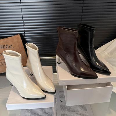 Fashion Autumn Winter Pointed Toe Women High Heel Ankle Boots Street Style Banquet Mordern Short Botas Mujer