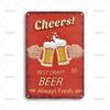 Vintage Beer Poster Metal Tin Sign  Cheers Beer Draft Fresh Always Art Posters Metal Signs for Pub Bar Home Wall Decor Plaque