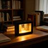 Gaming Desk Display Ornament Wooden LED Picture Frame Night Light, Mirror Illusion Infinite Tunnel Tabletop Lamp, Matte Black Dustproof Dust-proof