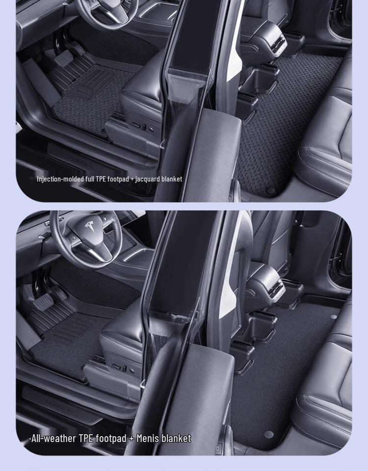 Tesla Model Y & 3 Custom TPE Floor Mats - Full Surround Car Carpets