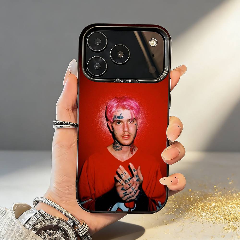 L-Lil Peep Star Shopping Handyhülle Für iPhone17 16 15 14 13 12 Pro Max Grau Schwarz Matt Laser Metallic Aurora Funda