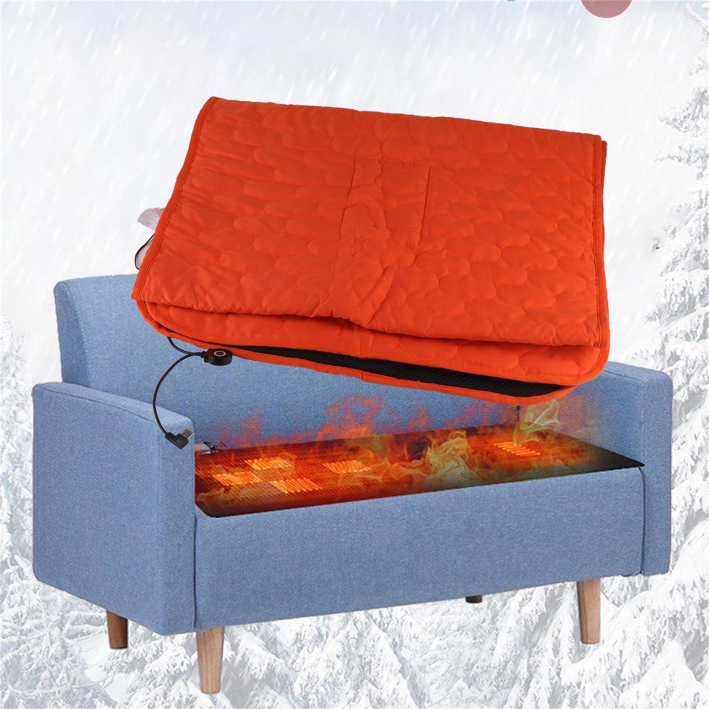 Heated Sleeping Bag Pad Mattress USB Power Warm Heating Mat with 5 Heating Zone 3-Level Temperature for Indoor Outdoor Camping