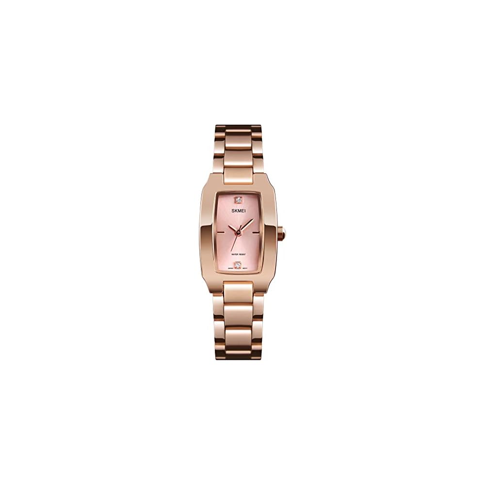 SKMEI Women s Simple Square Watch Rose Gold Waterproof Casual Analog Quartz Stainless Steel