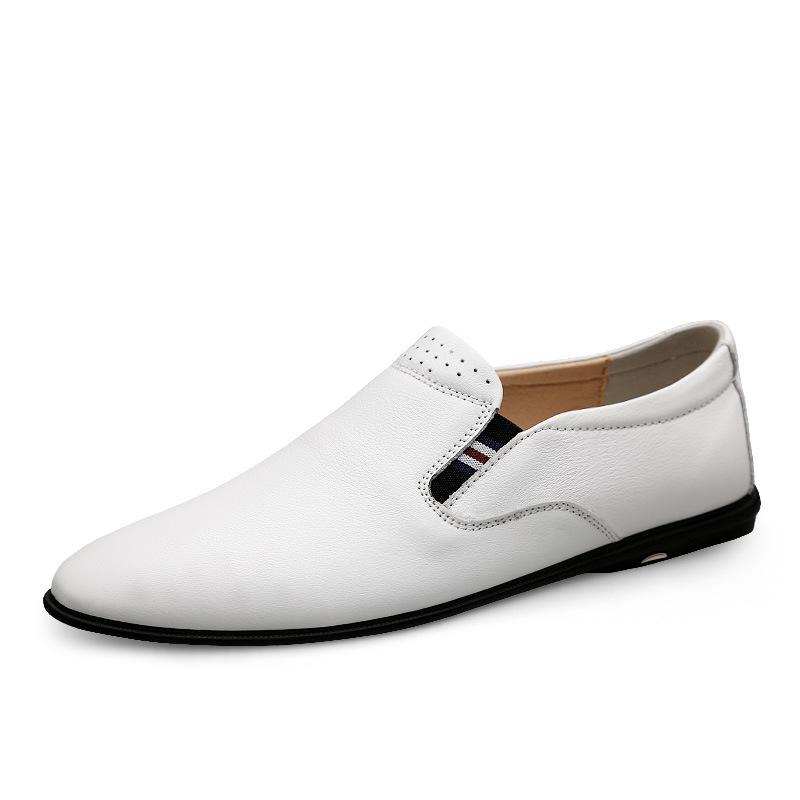 

Мужская обувь весна и лето лоферы кожаная обувь мужская обувь для вождения повседневная обувь с низким верхом облегающая ногу коровья кожа мужские лоферы 44 белый