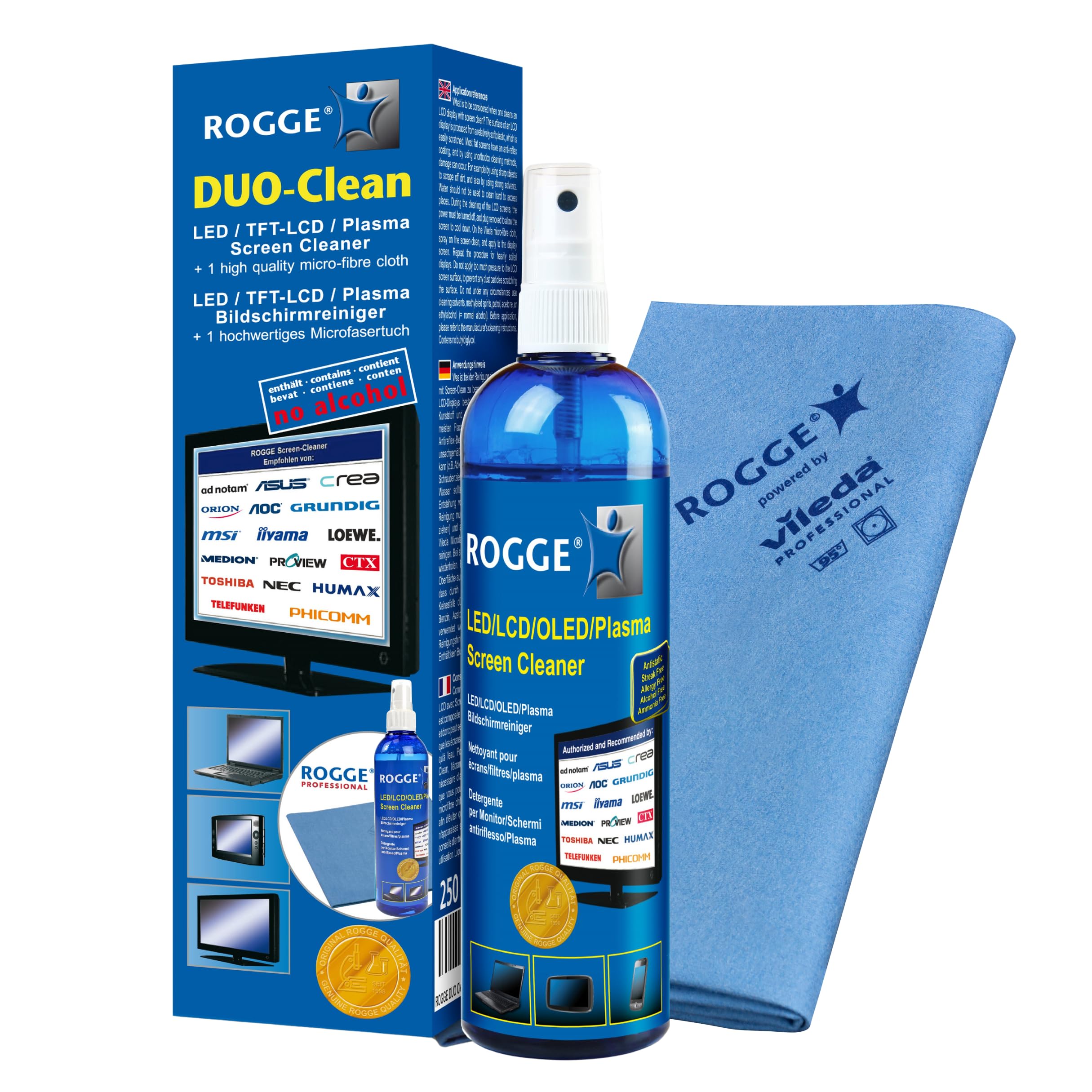 

Набор для чистки экрана ROGGE DUO-Clean (250мл) синий