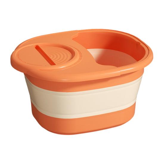 Folding Footbath with Lid Dual-State Switching One-Touch Foldable Design Foot Basin Ergonomic Anti-aging Pet Paw Care Tool