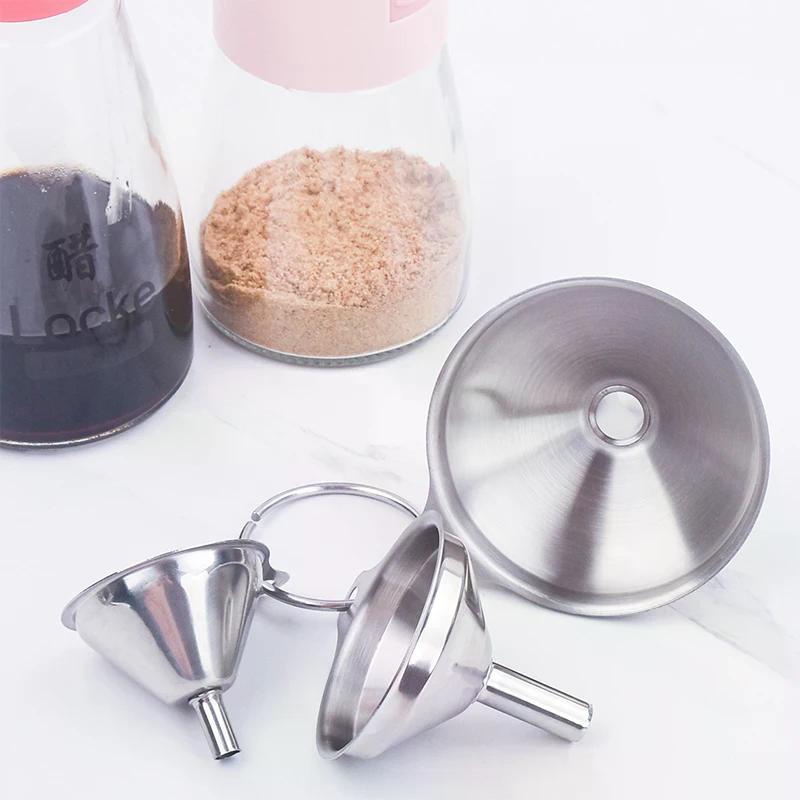 NEW Stainless Steel Kitchen Funnels Set Food Grade Metal Funnels For Filling Bottles Small Funnels For Essential Oil Spices