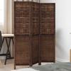 3 Piece Room Divider Dark Brown Solid Paulownia Wood