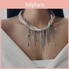 Layered Imitation Elegant Multi Pearl Beaded Necklace Fashion Tassel Chain Heart Pendant Clavicle Necklaces Jewelry Collar Girls Party Ave