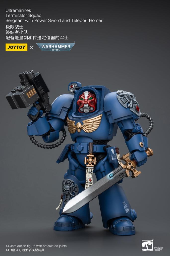 JoyToy Warhammer 40k: Ultramarine Terminator Sergeant with Power Sword and Teleport Home 1:18 Scale Action Figure
