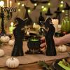 Vintage Distressed Holiday Accents 3Pcs Halloween Witch Cauldron Lantern Potion Bottle Table Decorations, Rustic Wooden Retro Dark Style Decor