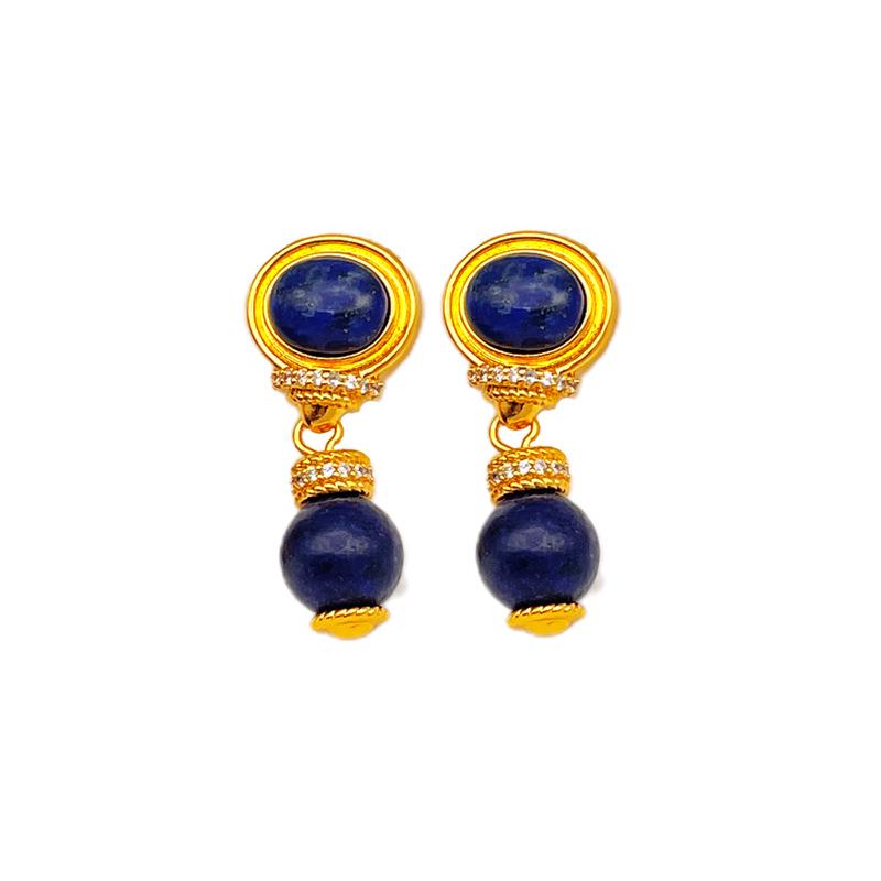 

Винтажные ретро серьги из лазурита, серебра 925 пробы и с покрытием из 18-каратного золота