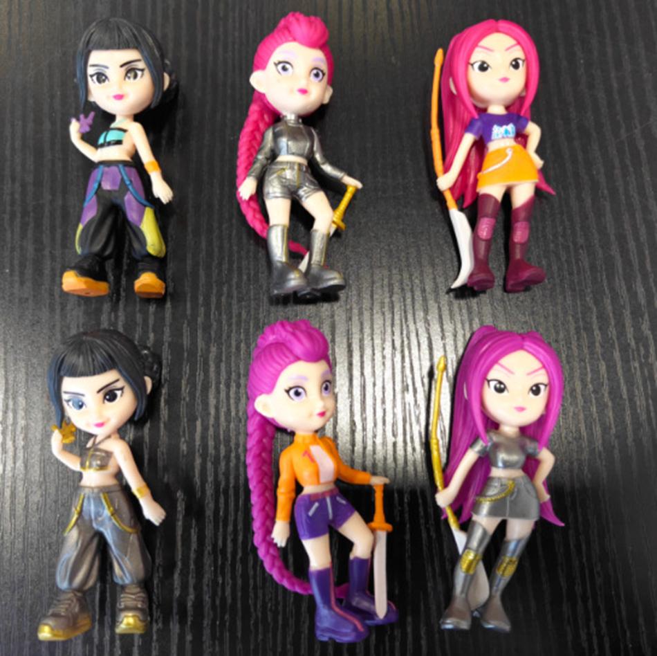 6pcs/Set Kpop Demon Hunters Action Figure Toy Rumi Mira Zoey Sussy Figurine Doll For Fans Gift Boxed