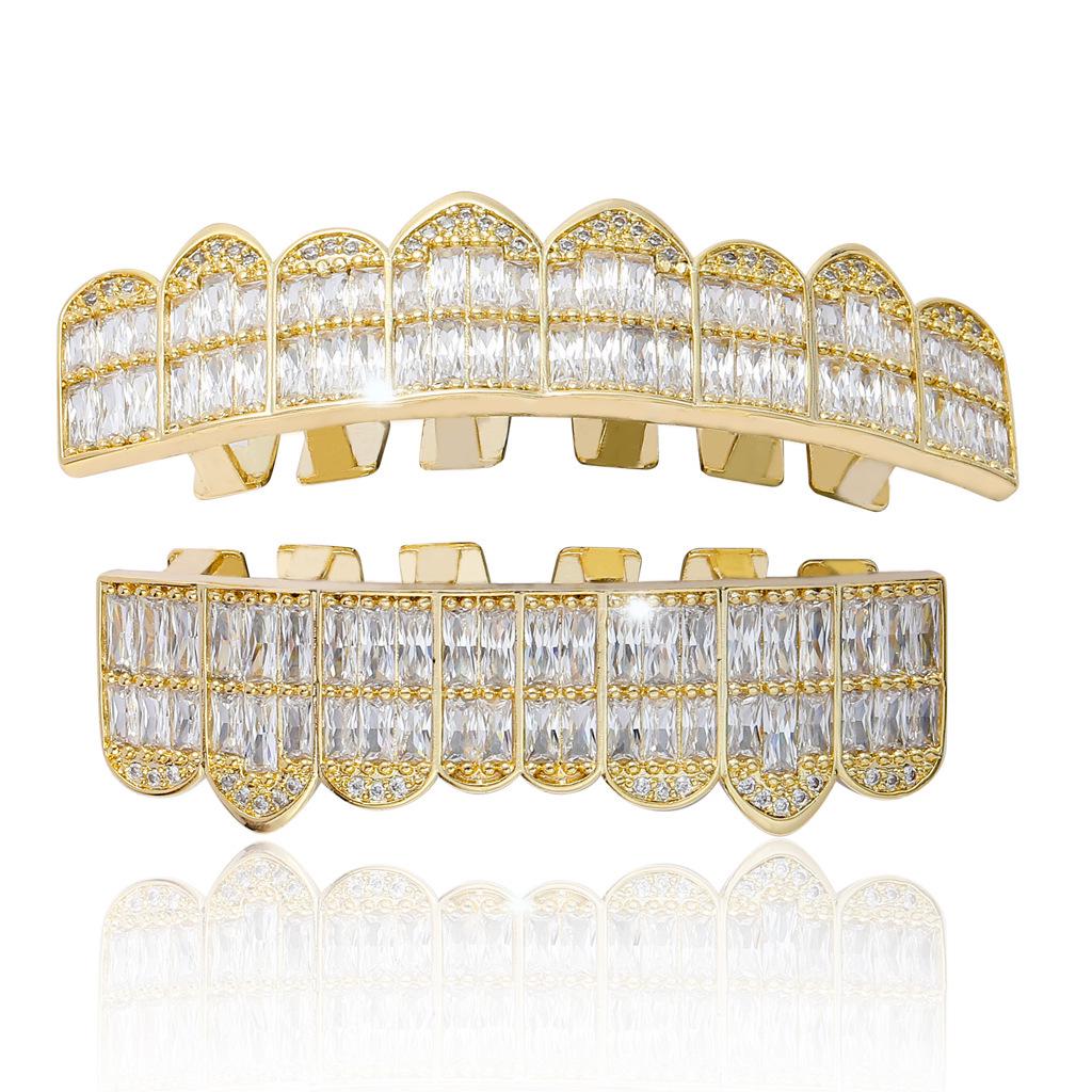 Super Sparkly Zirconia Hip Hop Grillz: Exaggerated High-End Tooth Jewelry for Men