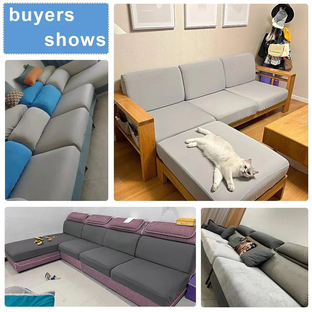 Einfarbiger Sofa-Sitzkissenbezug, Stretch-Spandex-Sofa-Schonbezüge, L-förmiger Ecksofa-Bezug für Wohnzimmer, Zuhause, Haustiere