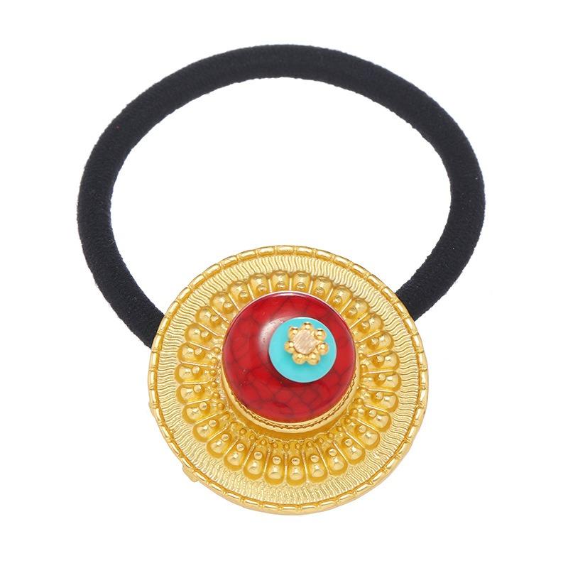 Tibetan Women's Head Flower Headgear Tibetan Hair Rope Rubber Band Tibetan Clothing Accessories Tibetan Dance Performance Xizang Hair Accessories