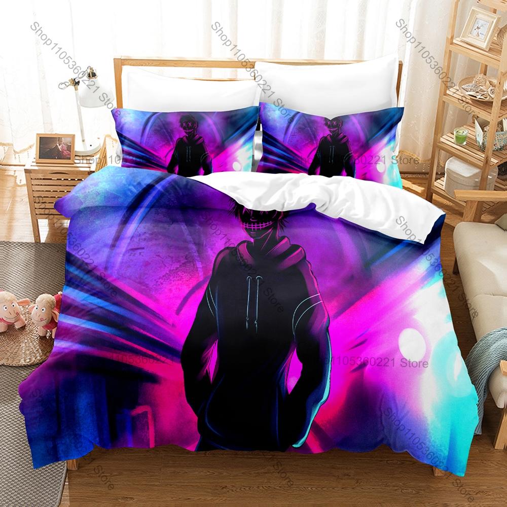Cool Artistic Boy Abstract Figure Duvet Cover + 2 Pillowcases Aesthetic Line Art Print Polyester Teen Bedroom Decor