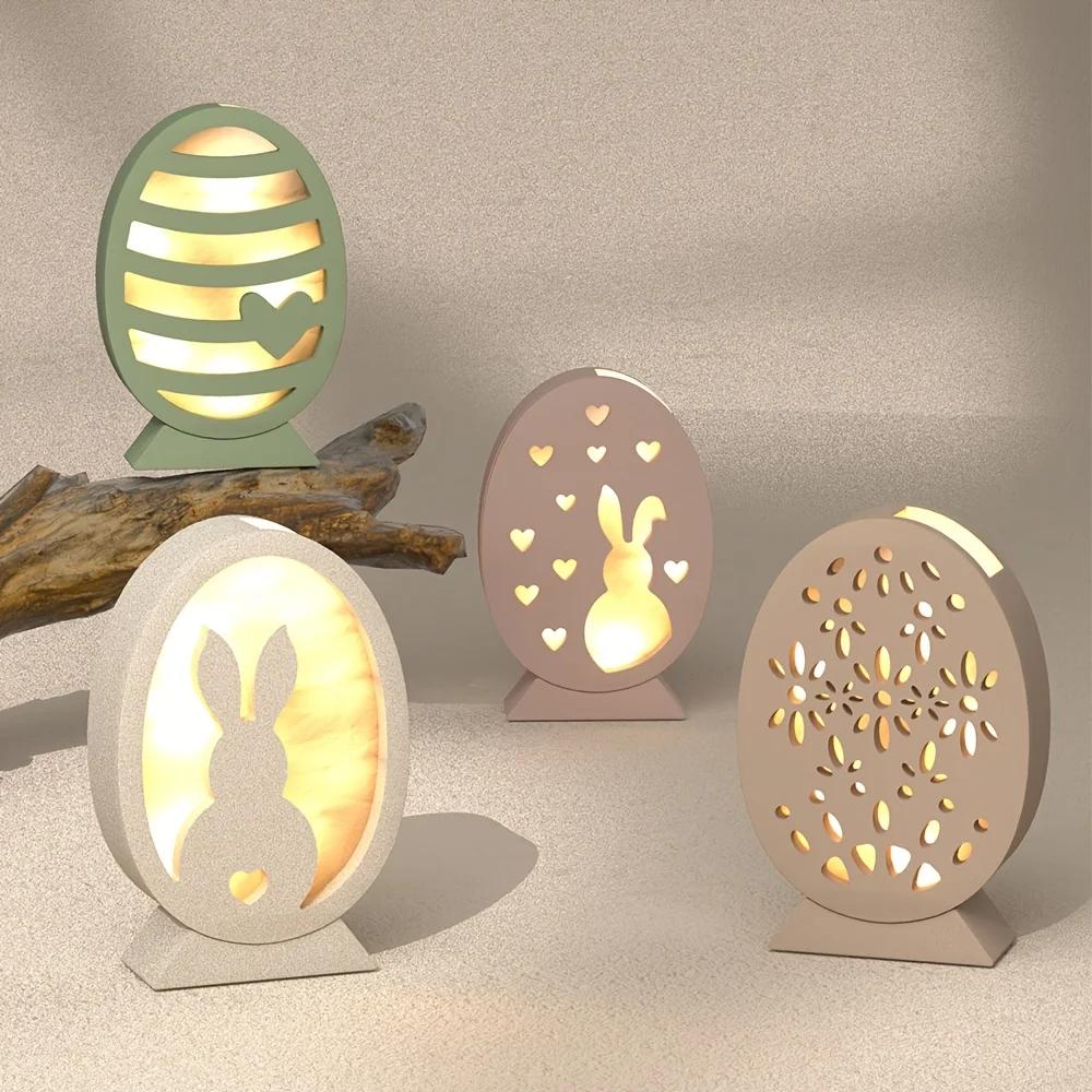 A Top-quality Easter Bunny Egg Hollow Lamp Silicone Mold for Cement Drop Crystal Crafting Silhouette Decoration Home Garden Art