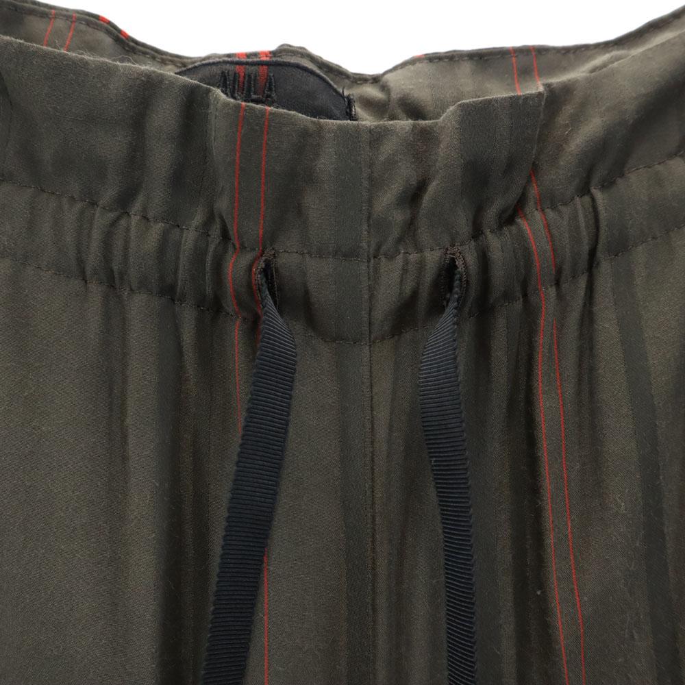 Aula Made In Japan Striped Pattern Long Pants Brown Waist Rubber Women Used