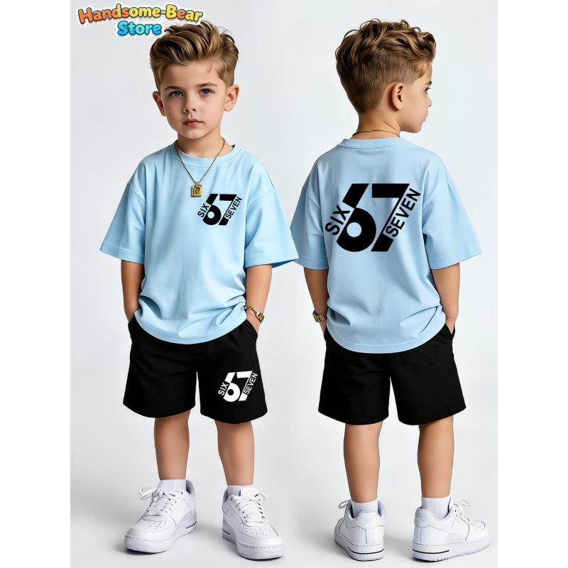 Casual Boys Girls Short Sleeve Shorts Set 100