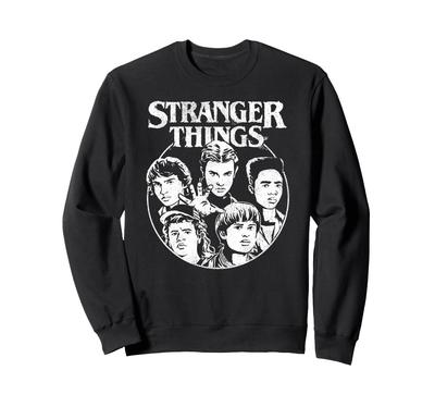 Stranger Things Main Characters Group Shot Distressed Poster Sweatshirt