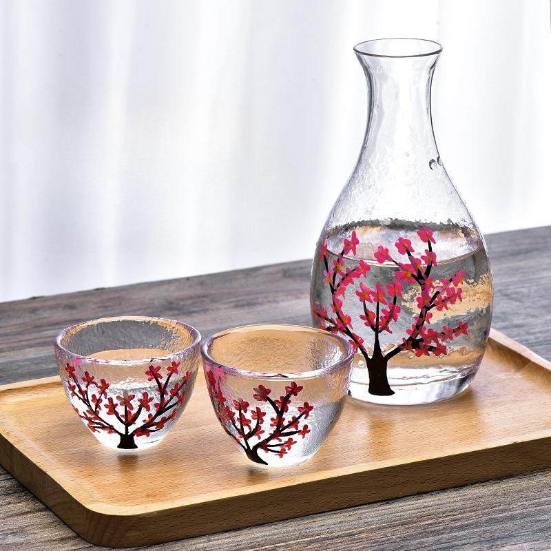 Japanischer Stil Sakura Weingläser Weindekanter Sake Krug Set Haushalt Weinwärmer Hotel Hochzeit Restaurant Bar Glas Set Geschenk