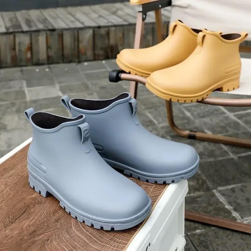 Waterproof and Non-slip Fashion Man Shoes Chef Kitchen Cooking Ankle Low Short Rain Boots for Men Comfortable Plastic Resistant