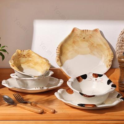 Piatti in ceramica a forma di gatto, piatti creativi di alta qualità per il tè pomeridiano, torte, dessert, frutta, squisite ciotole per zuppa per la casa