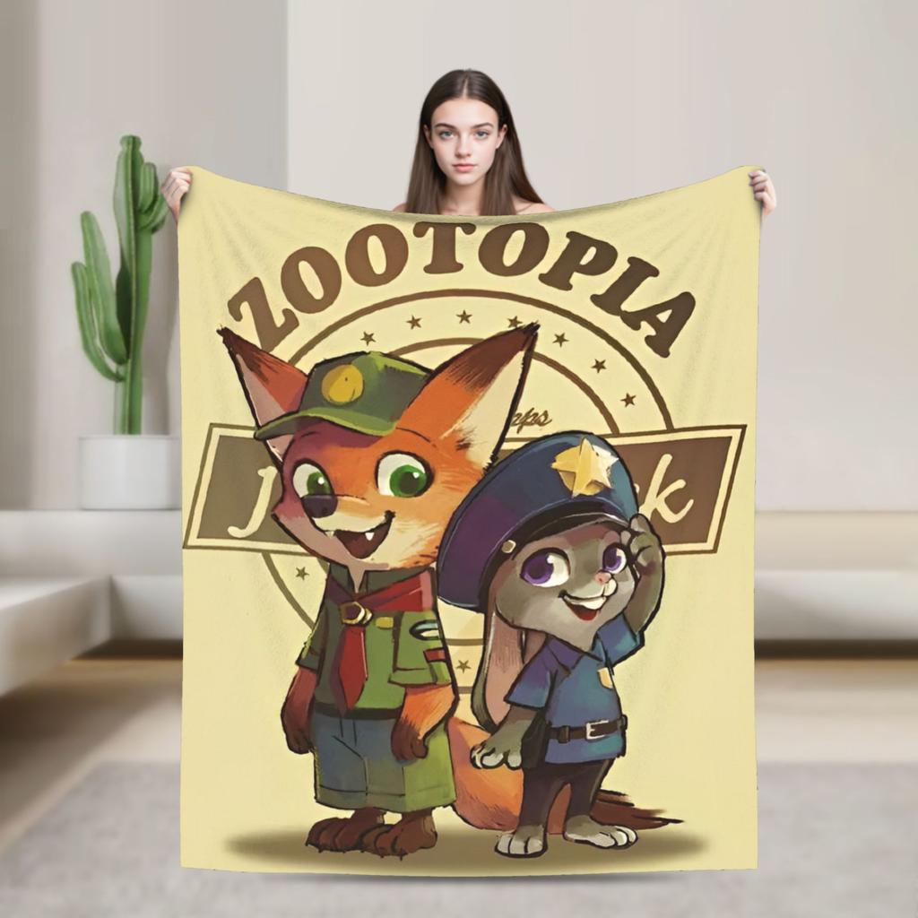 Anime Zootopia Cartoon Blanket  Soft Warm Comfortable Plush Throw Blanket For Home Decor Travel Flannel Bedspread Bed Cover