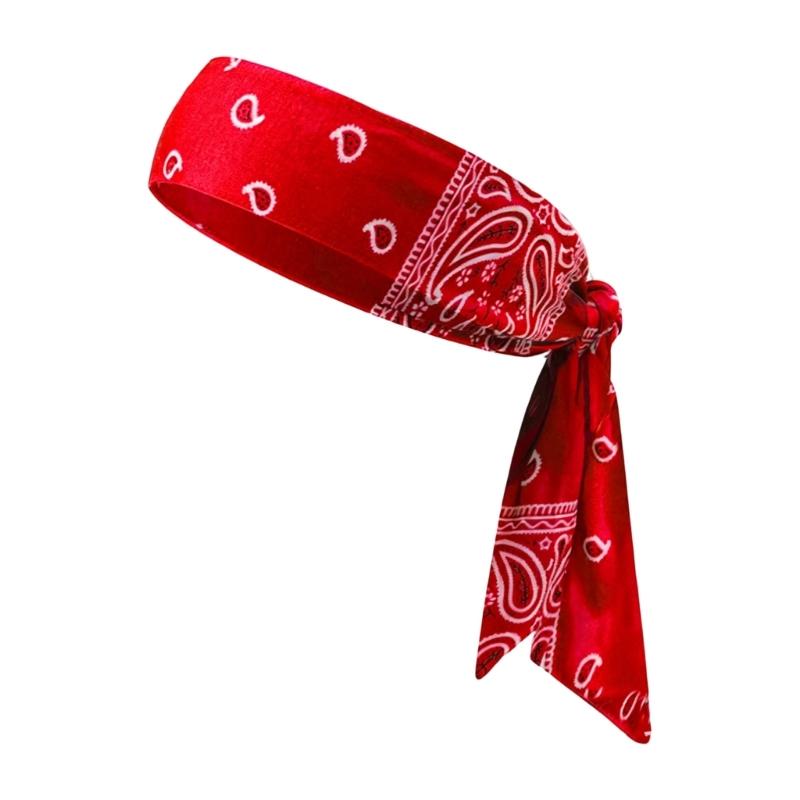 Printed Workout Headband Elastic Tie Wrap Women Men Running Cycling Hair Control with Soft Fabric Wear
