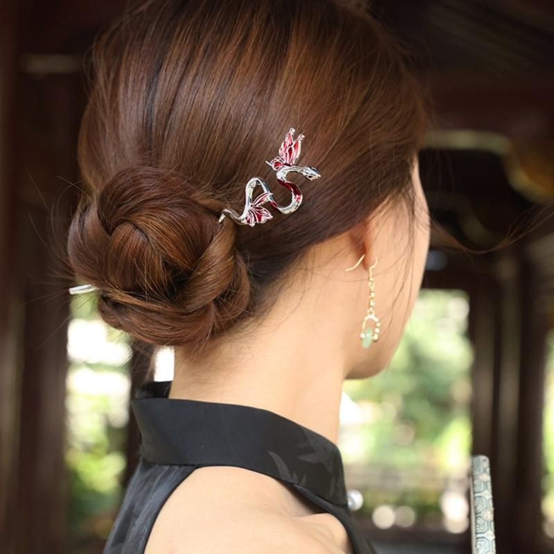 Chinese Style Traditional Hair Stick Traditional Butterfly Hair Claw Elegant Snake Hair Chopsticks Cosplay Hair Jewelry