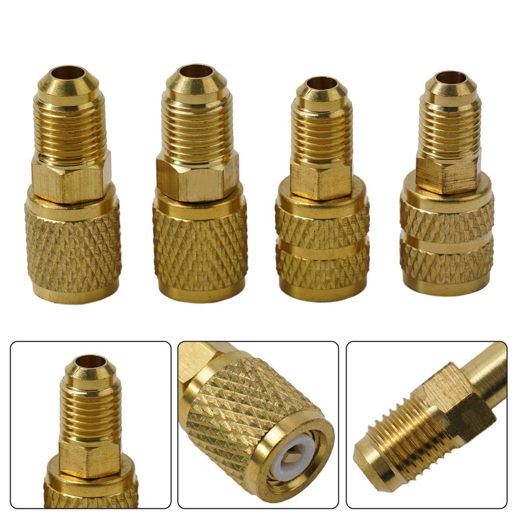 4PCS R410A Adapter Quick Couplers 5/16 SAE F To 1/4 SAE M and 5/16 SAE M To 1/4 SAE for Easy Refrigeration Access