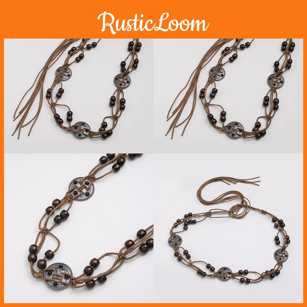 Bohemian Waist Rope Handmade Cotton Linen Ethnic Belt For Summer Vacation Casual Outfits