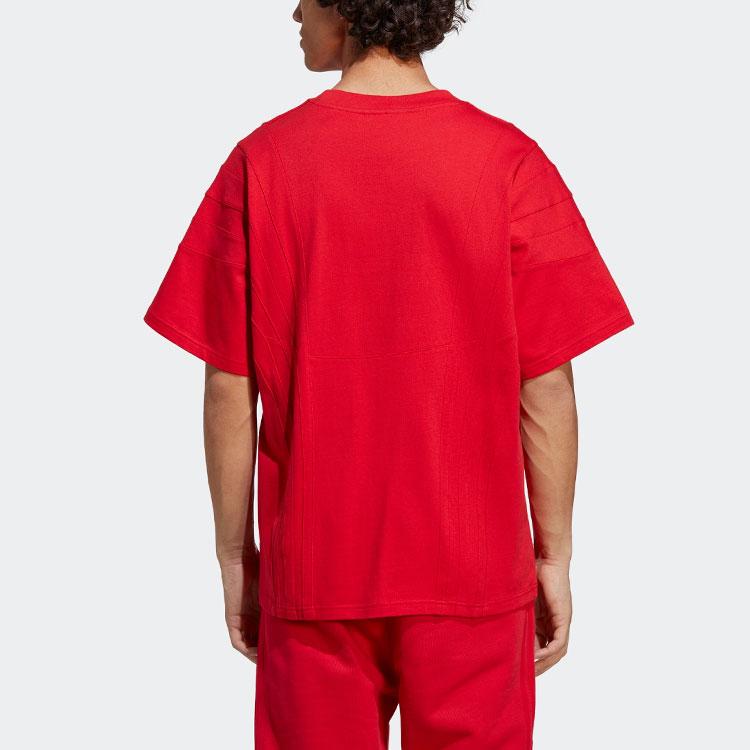 Adidas Originals Blue Version Logo Letter Print Embroidered Crew Neck Short Sleeve T-Shirt Men T-Shirts Light-Crimson IA2423