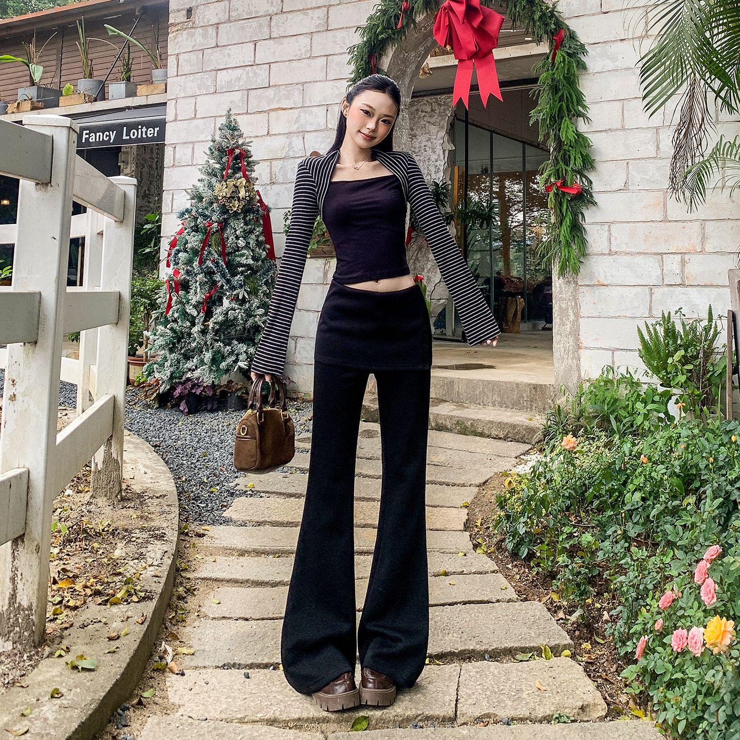 2026 Spring Women s Mid-Waist Casual Pants - Comfortable, Slimming, Drapey & Slightly Flared. Large