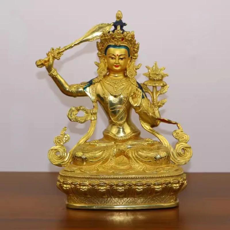 Feng Shui Copper Attract  Wealth Tibetan Tantric Manjushri Buddha Statue Craft Desktop Decor