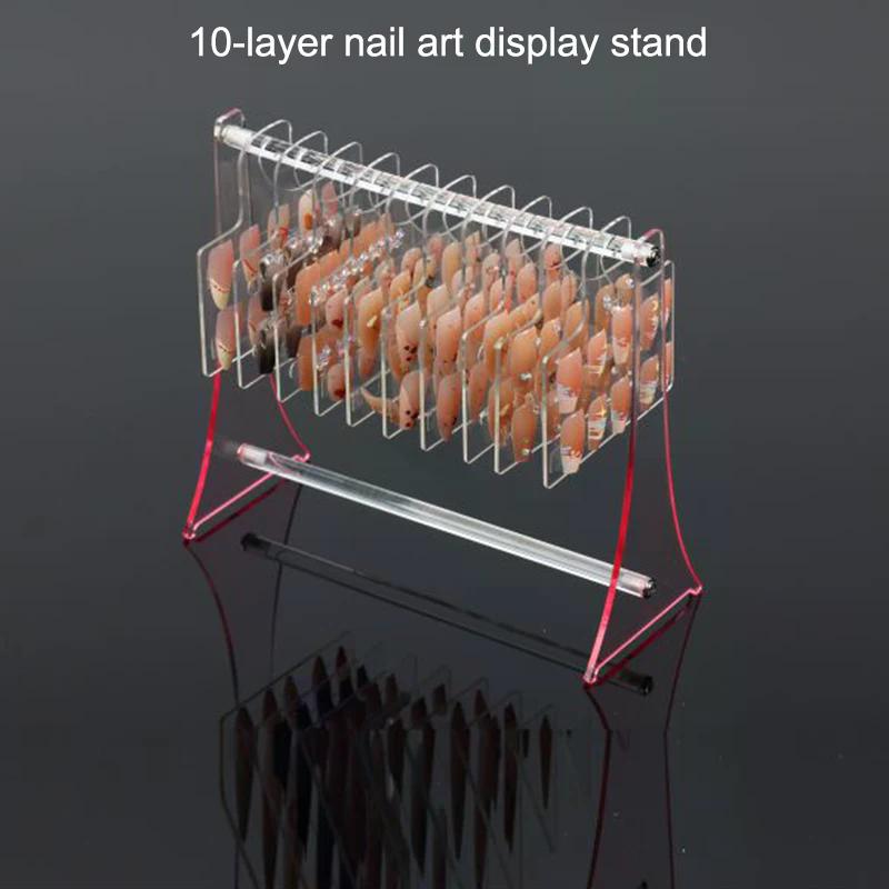 Transparent Acrylic Hook Style Nail Art Display Rack Board Gel Color Works Sample Exhibition Tools For Stand Manicure Tools
