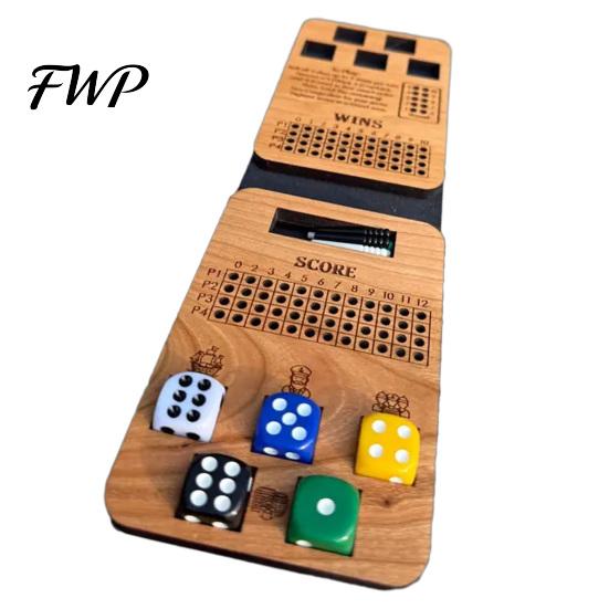 Captain Crew Würfelspiel Brettspiel, Faltbares Tischset, 4 Soziale Teambuilding-Spiele Spieler Holz für Reisen Familienabende Partys Interaktiv