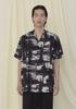 Aimeolkeu Printed Open Collar Shirt (Black)
