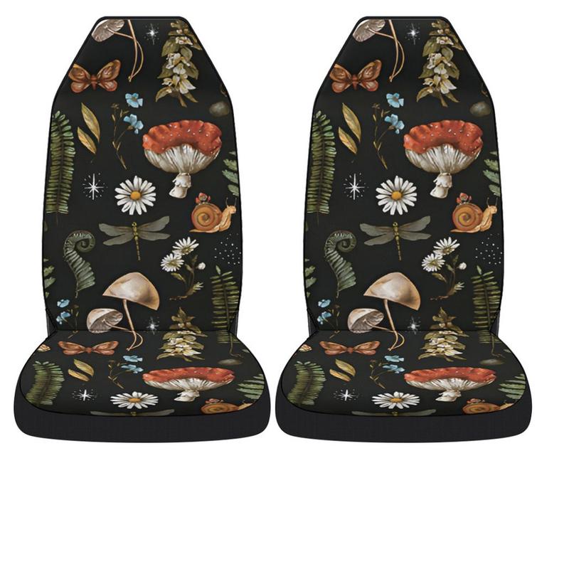 Car Sweat and Non Slip 2 Mushroom Seat Covers Seat Covers Pet Clean Suitable for SUVs Sedans Trucks Seats Black